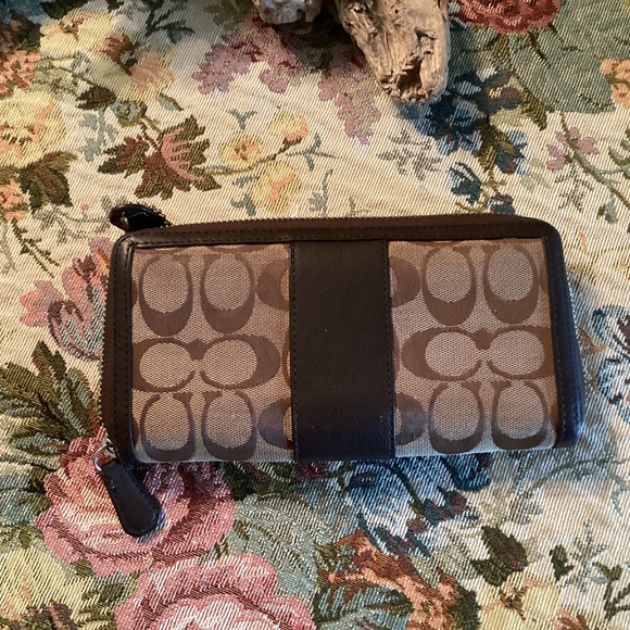 Coach signature monogram zip around wallet with mini tag inside! - Picture 10 of 11
